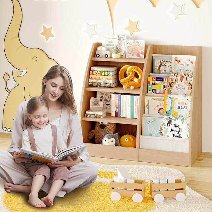 4 Tier Kids Bookshelf, 4 Layer Sling Kids Book Shelf - Image 2