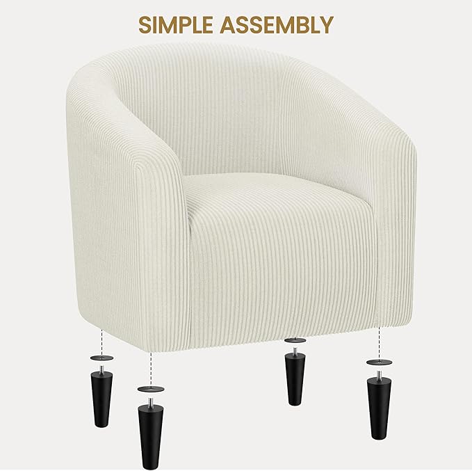 Yaheetech Accent Barrel Chair, Corduroy Fabric Club Chair, Furry Sherpa Elegant - Image 9
