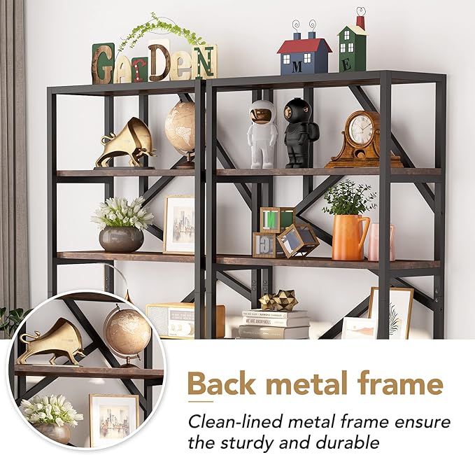 Tribesigns 71 Inch Industrial Bookshelf, 6 Shelf Etagere Bookcase, Free - Image 6