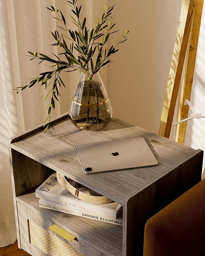 Rattan Nightstand, Modern Bedside Table - Image 5