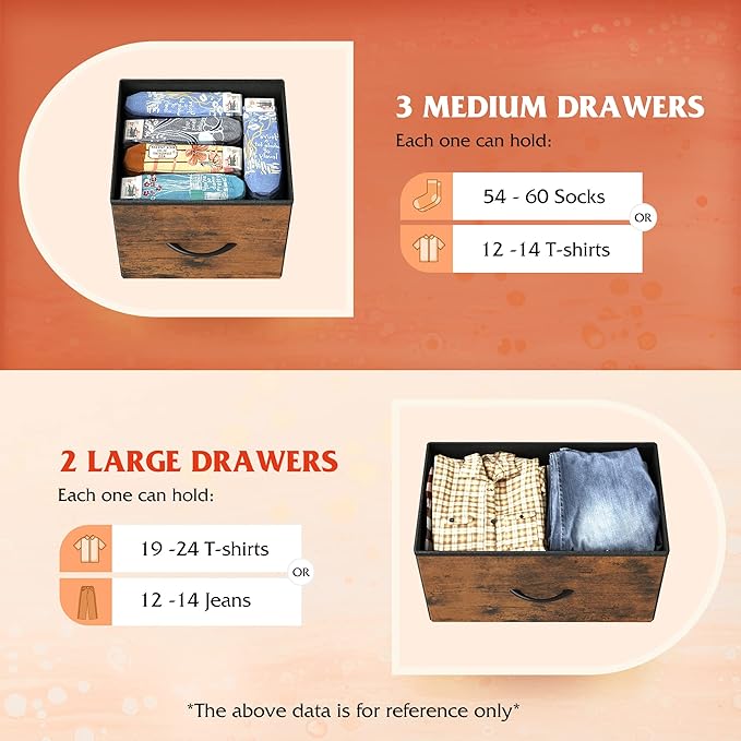 WLIVE Dresser for Bedroom with 5 Drawers, Long Fabric Dresser, Storage Drawer - Image 4