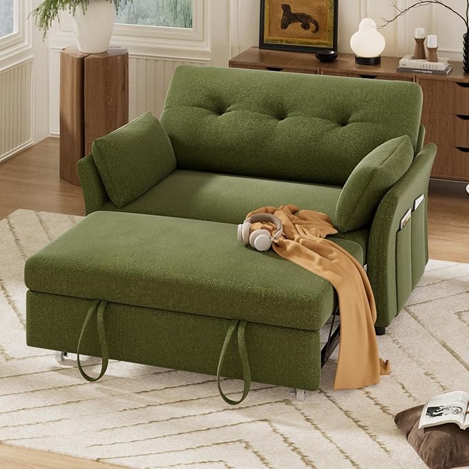 Vipbear 3-in-1 Chenille Convertible Sofa Bed, Pull Out Sleeper Sofa - Image 3