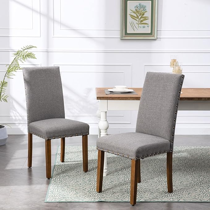 Parsons Kitchen Dining Chair Set Room Modern Upholstered Stylish Fabric High - Image 2