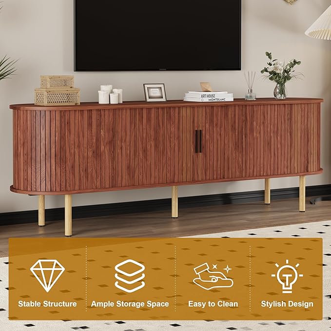 GarveeHome 70.1" TV Stand, Modern TV Console Table - Image 5