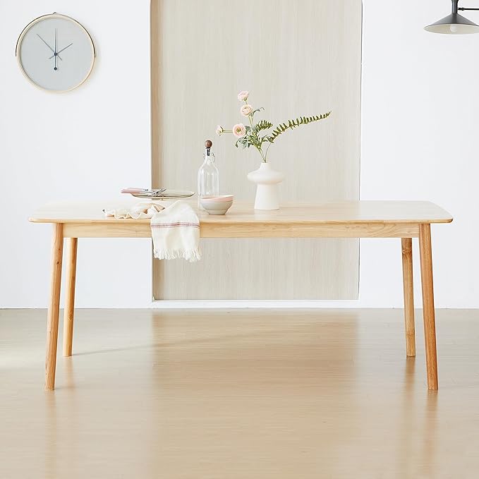 Livinia Aslan 70.9" Malaysian Oak Rectangular Wooden Dining Table/Large Solid - Image 3