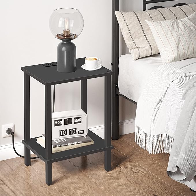 TUTOTAK End Table with Charging Station, Side Table with USB Ports and Outlets - Image 2