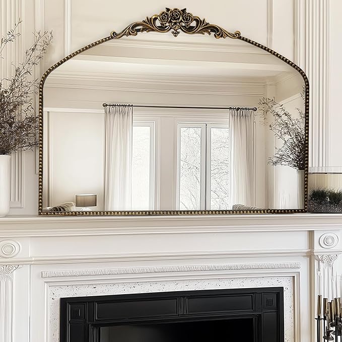 AIXI HOME Black Arched Mirror, Baroque Wall Mounted Mirror - Image 8