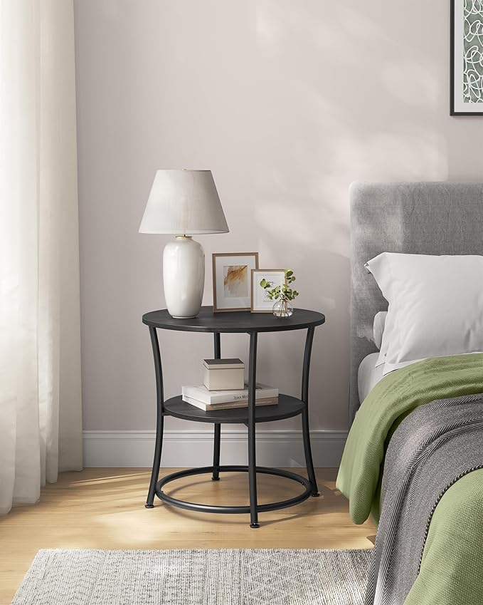 VASAGLE Side Table, 2-Tier Round End Table, Nightstand - Image 7