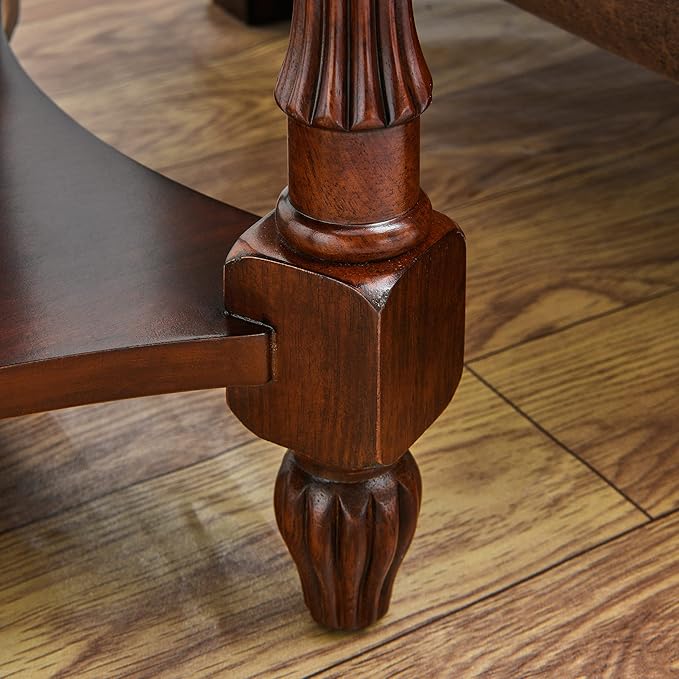 LEEMTORIG Oval Round End Table, 2-Tier Cherry Wood End Table Solid Wood Side - Image 8