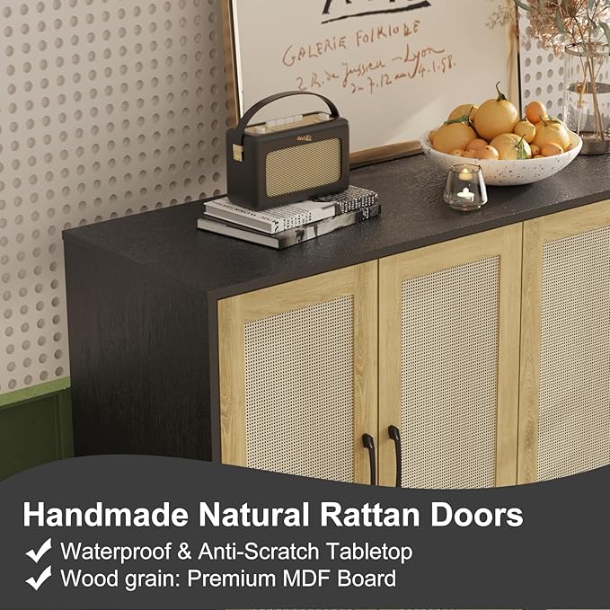 Storage Cabinet with Rattan Trim - Image 6