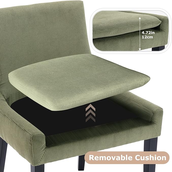 COLAMY Modern Dining Chairs Set of 2, Upholstered Corduroy Accent Side Chairs - Image 5