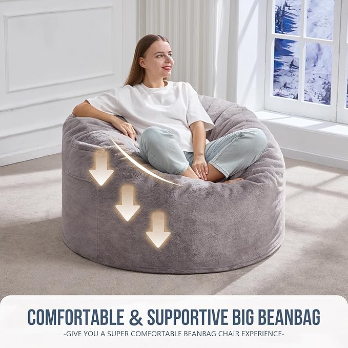 Hobestluk 3ft Bean Bag Chairs for Adults Large Beanbag Chair - Image 6