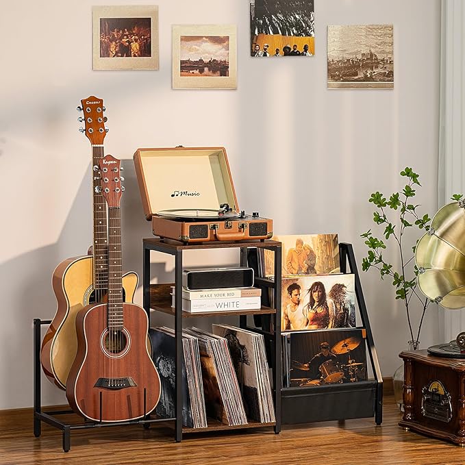 LELELINKY Record Player Stand, Adjustable Guitar Stand - Image 2