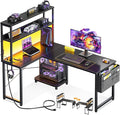 ODK 43 Inch L Shaped Desk with LED Lighting, Reversible Gaming Desk with Power by ODK