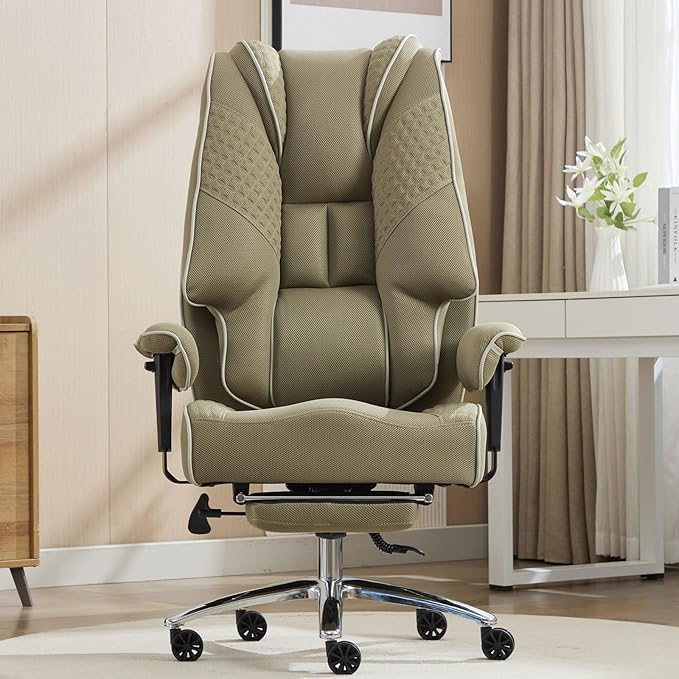 Big and Tall Office Chair 400lbs Wide Seat, Leather High Back Executive Office by EXCEBETOFFICECHAIR