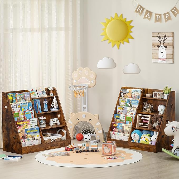 Lerliuo 4 Tier Kids Bookshelf and Storage Organizer, Five Layer Sling Children - Image 4