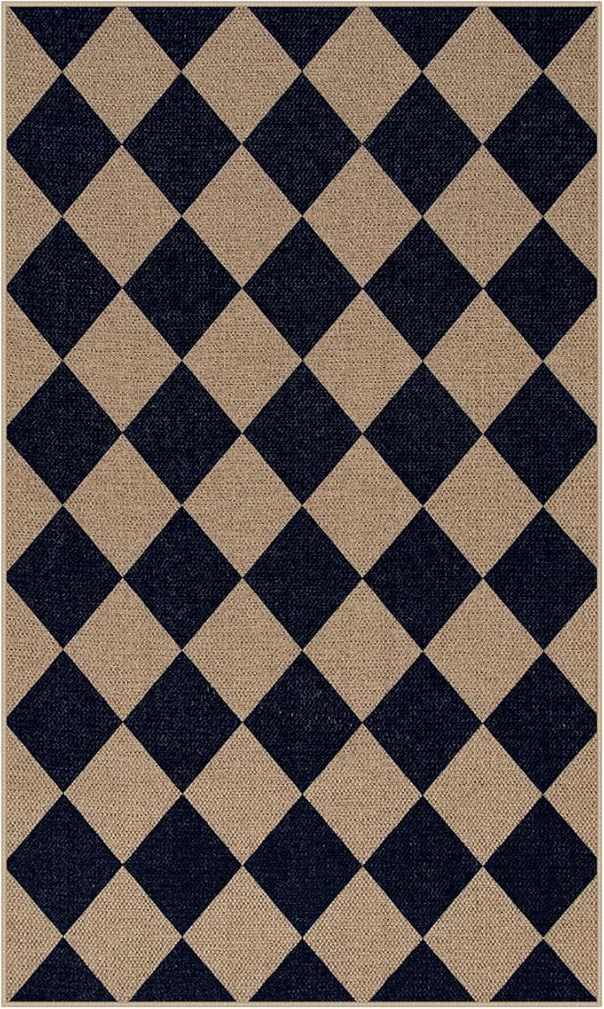 Lahome Checkered Easy Jute Entry Rug, 3x5 Black Outdoor Patio Rug - Image 7
