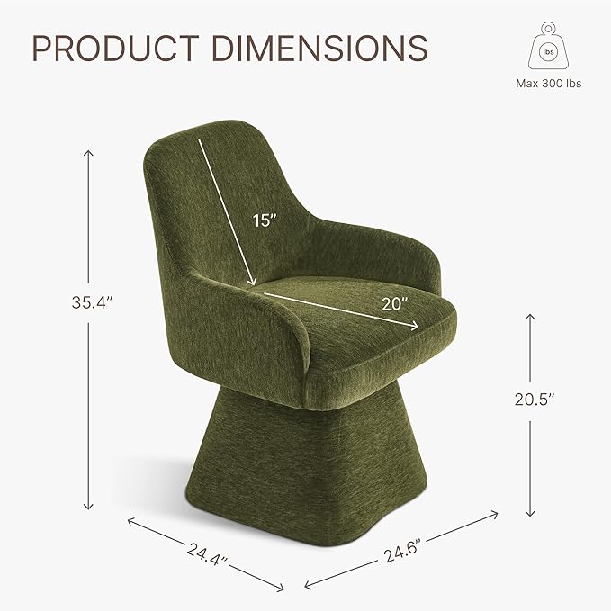 Swivel Dining Chair Set of 1, Mid Century Modern Chair Fabric Upholstered - Image 3