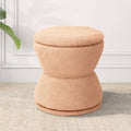 360 ° Swivel Storage Ottoman, Boucle Ottoman Vanity Stool, Upholstered Footstool by EAZEHOME