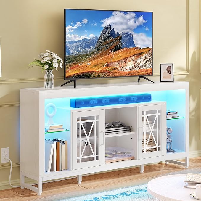YITAHOME 33.5'' Tall TV Stand for 75 inch TV, LED Entertainment Center - Image 7