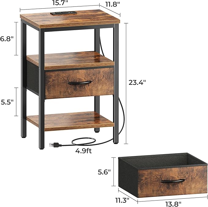 SUPERJARE Nightstand Set of 2, Bed Side Tables - Image 8
