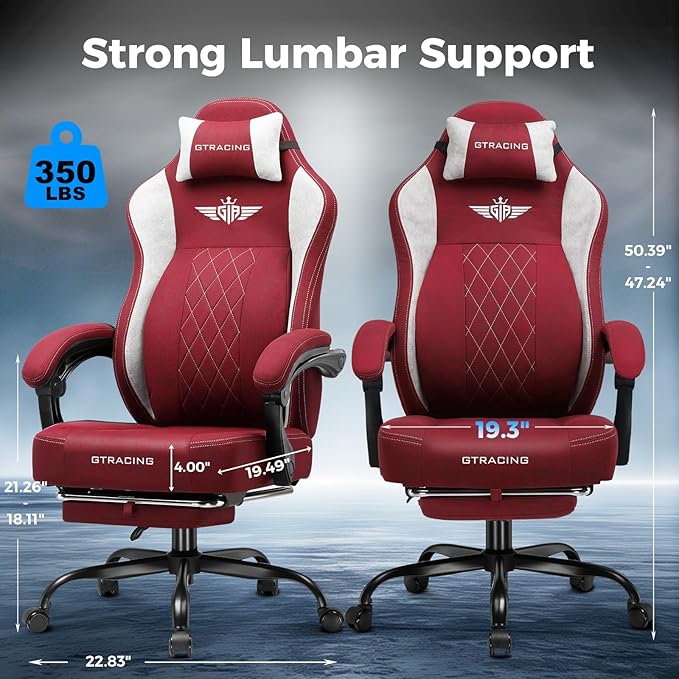 GTPLAYER Big and Tall Gaming Chair Breathable Fabric Computer Chair - Image 3