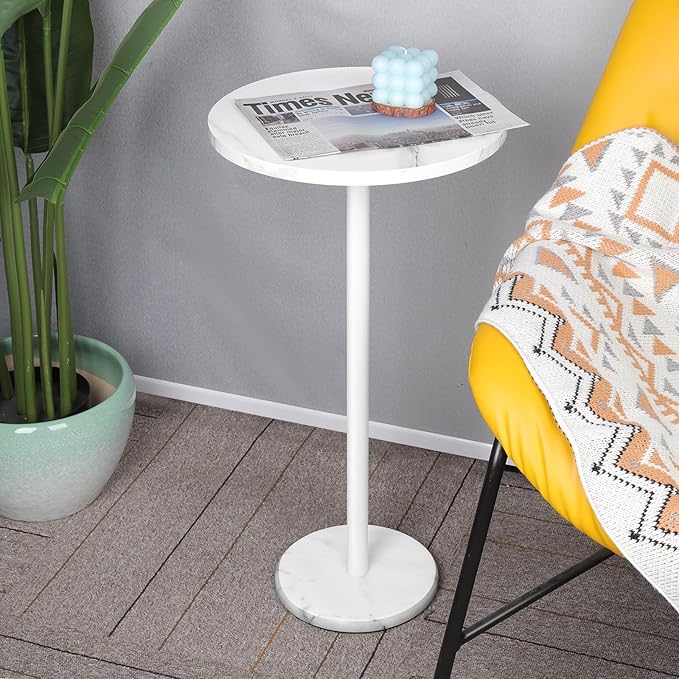 Round End Table with Marble Base Drink Tables - Image 4