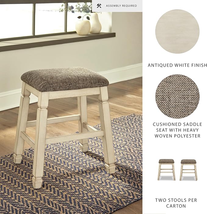 Signature Design by Ashley Bolanburg Farmhouse 24" Counter Height Upholstered - Image 4