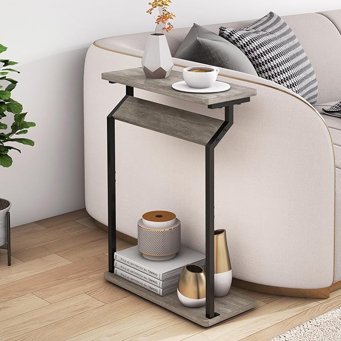 Narrow Side Table for Small Spaces, Slim Couch Tray Table, Skinny Thin End by Livofloral