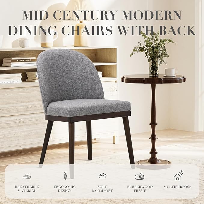 COLAMY Upholstered Dining Chairs Set of 6, Wooden Kitchen Chairs - Image 4