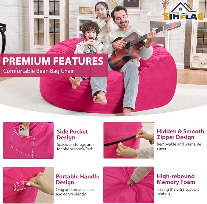 4FT Bean Bag Chair, Large Bean Bag Chairs - Image 5