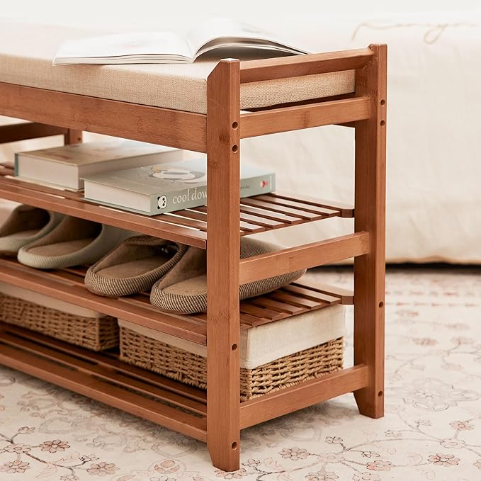 Hall Tree with Bench and Shoe Storage, Coat Rack Shoe Bench Set with Seat - Image 6