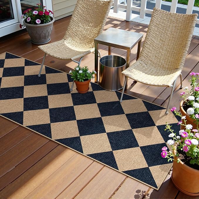 Lahome Checkered Easy Jute Runner, 2x6 Kitchen Runner Rug Non Slip Washable - Image 6