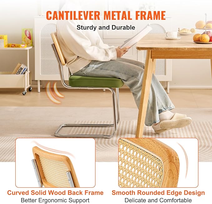 VEVOR Rattan Dining Chairs Set of 4, Mid Century Modern Dining Chair, - Image 6