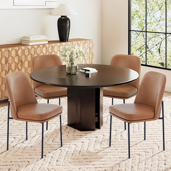 COLAMY Modern Dining Chairs Set of 4, Faux Leather Upholstered Kitchen Chairs by COLAMYINC
