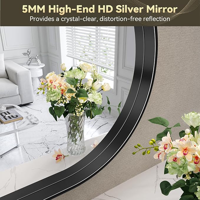 Brightify Black Arched Mirror, 32 x 42 Inch Arch Wall Mirror, Metal Frame Black - Image 5