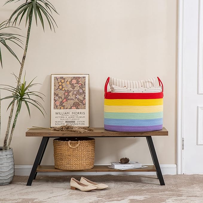 KAKAMAY Large Blanket Basket, Woven Baskets - Image 6