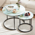 Garden 4 you Nesting Coffee Table, 23.6" Round Coffee Table Set of 2, Wooden by Garden4you
