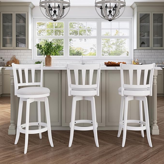 HILLSDALE Presque ISLE Wood BAR Height Swivel Stool White - Image 6