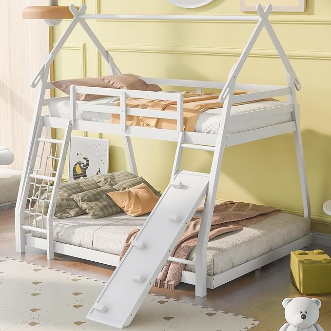 Twin Over Queen House Bunk Bed by Unknown