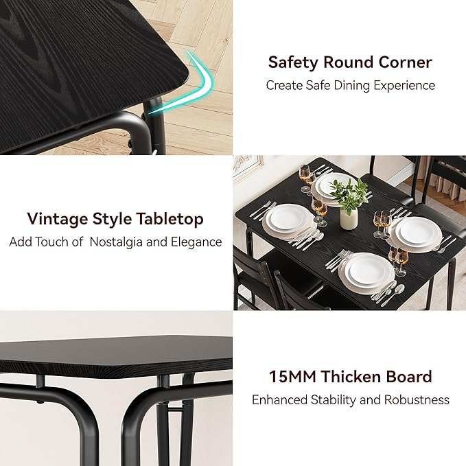 Dining Table for 4, Small Table and Chairs Set of 4, Square Dinette Set for 4 - Image 5