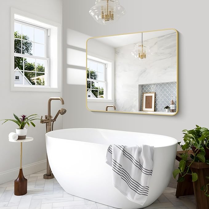 BONEWEI Gold Bathroom Mirror, 40x48 inch Wall Mirror - Image 3