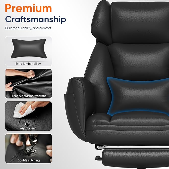 GABRYLLY Ergonomic Chair with Footrest – Wide Cross Legged Chair with - Image 7