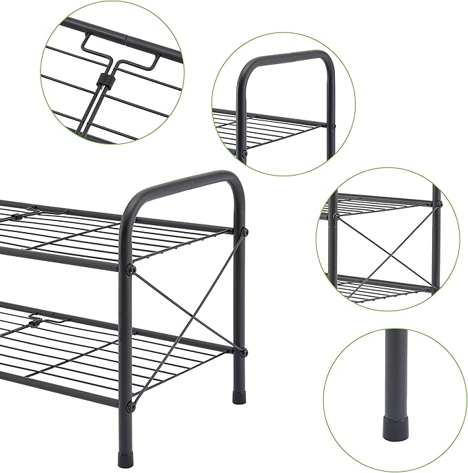 Hoctieon 2 Tier Shoe Rack for Closet, Durable Mesh Style Shoe Rack, Entryway - Image 9