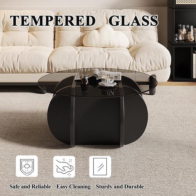 Mid Century Modern Round Glass Coffee Table - Image 3