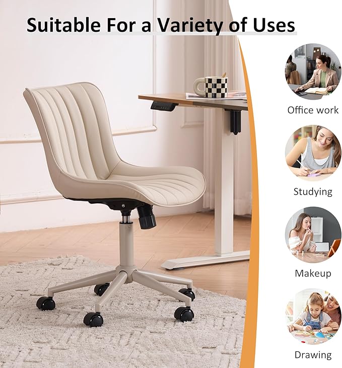 YOUNIKE Cream Home Office Desk Chair - Image 8