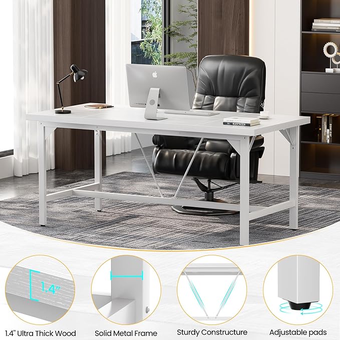 Unikito 63 Inch Computer Desk, Sturdy Large Office Desk, Premium 2 Person Long - Image 7