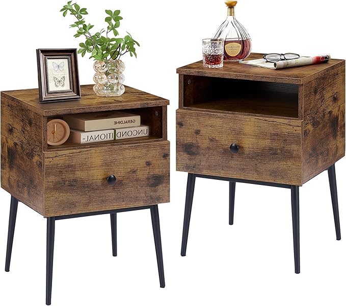 VECELO Modern Nightstands Set of 2, Square End Side Table by VECELO