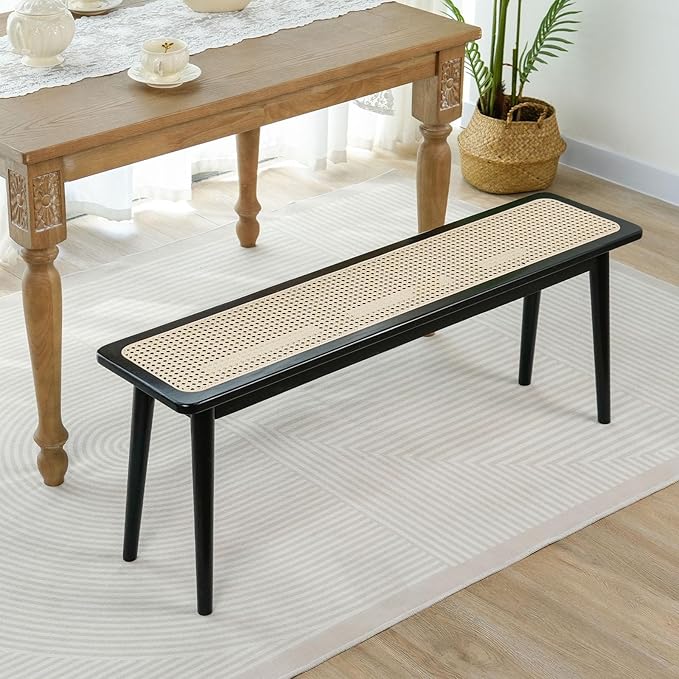 Entryway Bench, Solid Wood Kitchen Dining Bench, Mid Century Modern End of Bed - Image 7