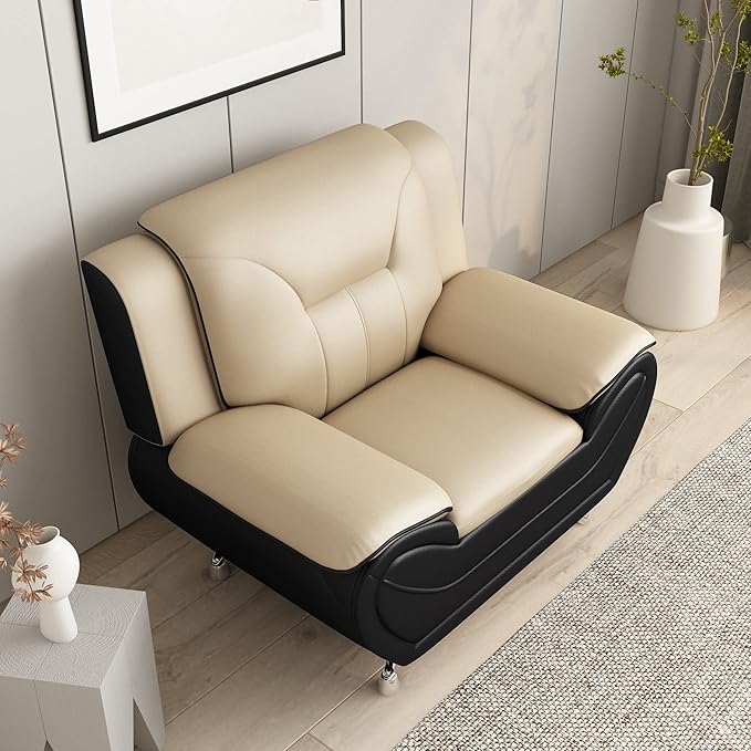 Container Furniture Direct Michael Modern Faux Leather Upholstered Stainless - Image 14